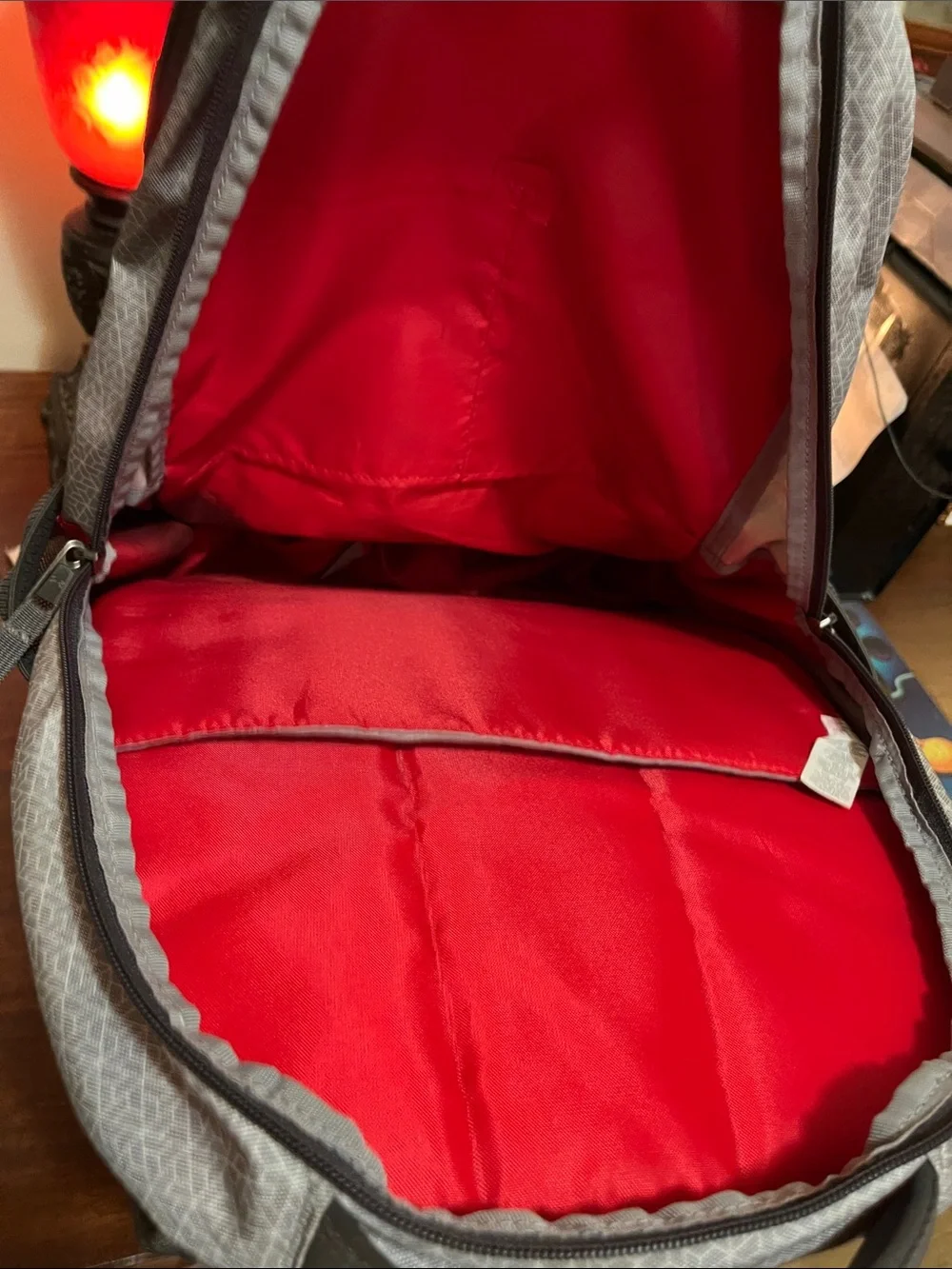 NEW BACKPACK BOOK BAG Under Amour Gray/Black/Red-Light Bulb Reflecting on Front!